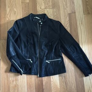 Wilsons Leather Black Leather Jacket with Stand-Up Collar